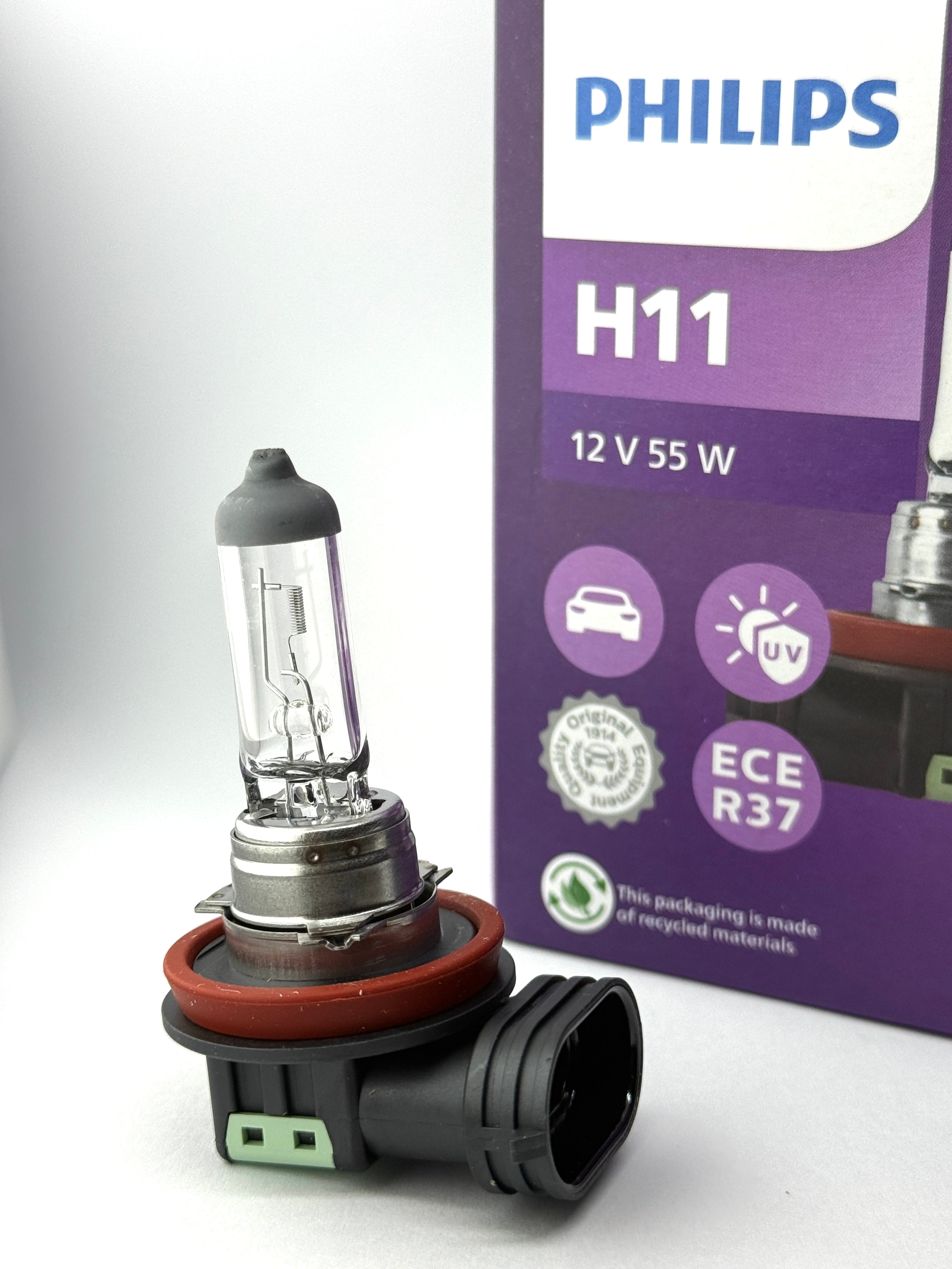 PHILIPS Halogen VisionPlus H11 12V 55W +60% more brightness headlight bulb 2pcs