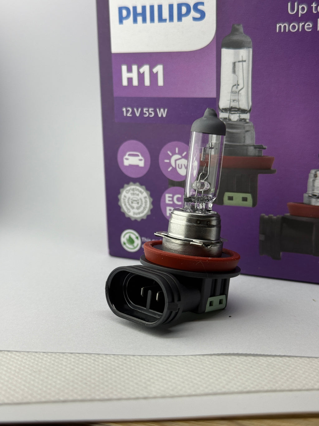 PHILIPS Halogen VisionPlus H11 12V 55W +60% more brightness headlight bulb 2pcs